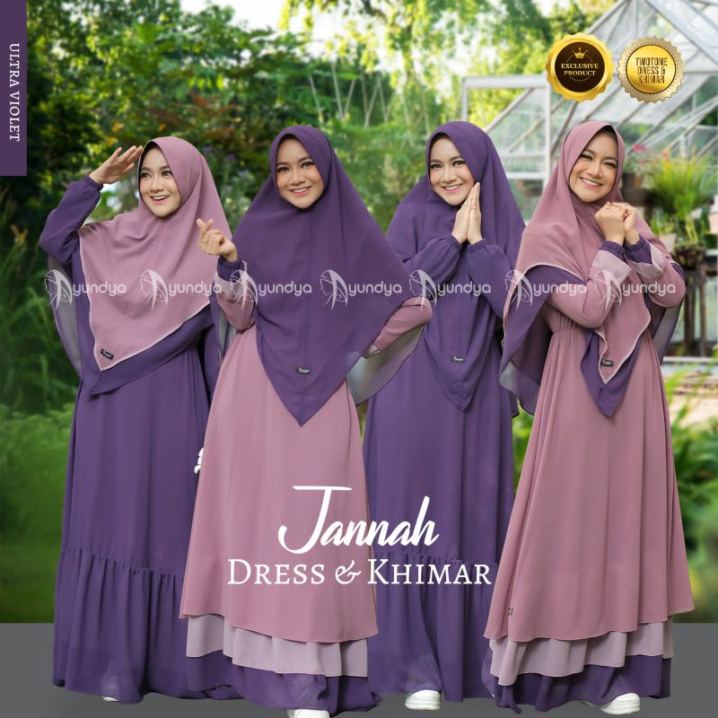 Jannah dress by ayundya gamis & khimar bolak balik couple mom kids