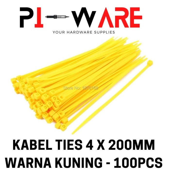 Kabel Tie Warna Kuning 100 Pcs Cable Ties Zip Lock 4mm x 200mm 20cm