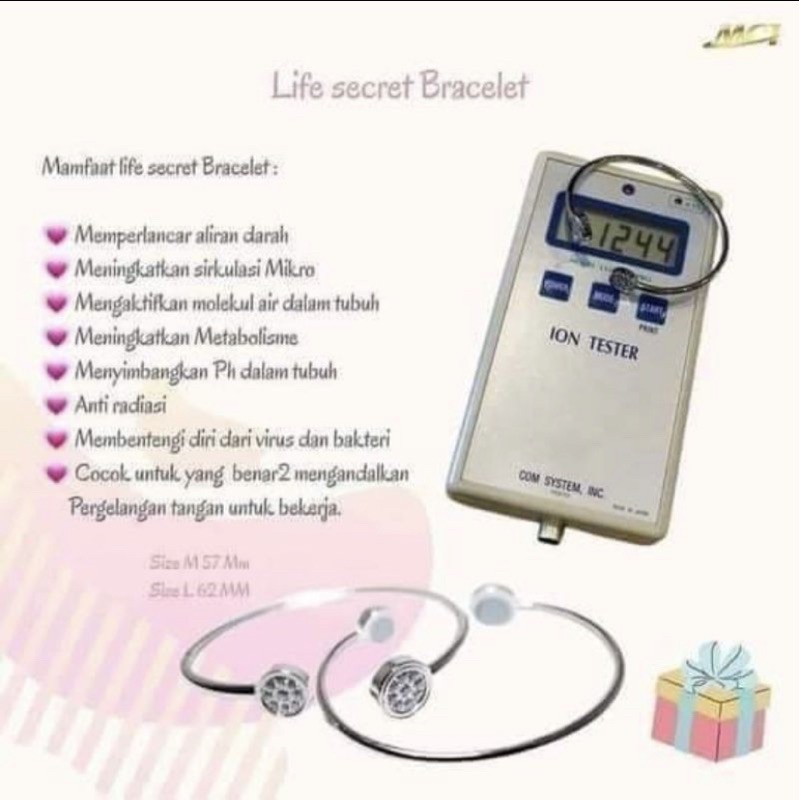 TERBARU / LIFE SECRET BRACELET / GELANG KESEHATAN / ASLI MCI DENGAN GERMANIUM STONE