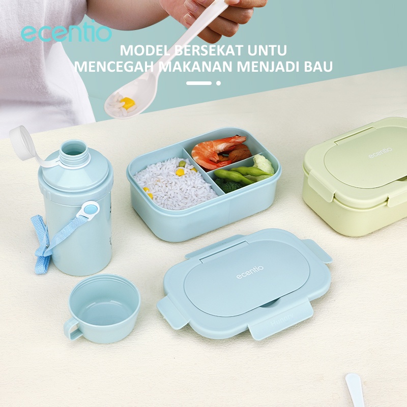 ecentio lunch box Set Anak 650ml+450ml Botol/ Tempat Makan Anak Anti Tumpah /Kotak Makan set Dan Botol Minum Portable Bayi BPA free