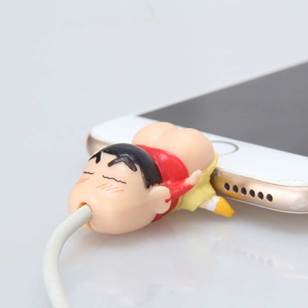 QUINTON Phone Accessory Cable Bite Protector Type C Cable Cable Winder Crayon Shin-chan Earphone Cord Bite Anime Cord Protector Cable Protector Cartoon for iPhone Usb Cable Organizer
