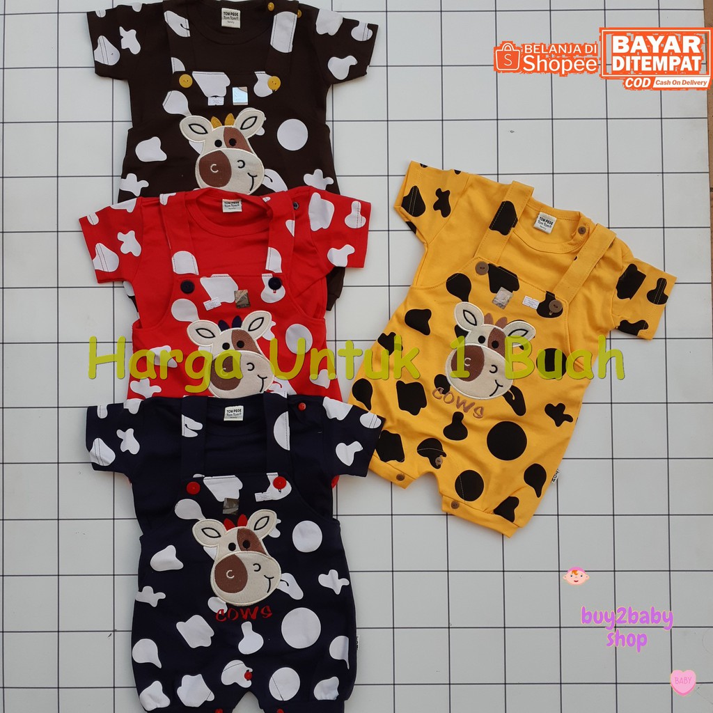 Baju kodok bayi overall pendek bayi model wearpack Cow Series Tom-Tom 6-12 Bulan 1 PCS