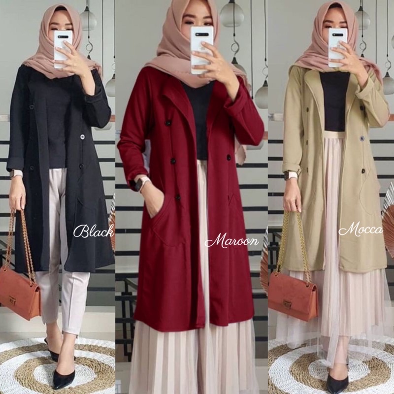 Cleva Cardi LD100+ Blazer Wanita Korea Outer Long Cardigan Panjang Wanita  / R.1 - 315-6337