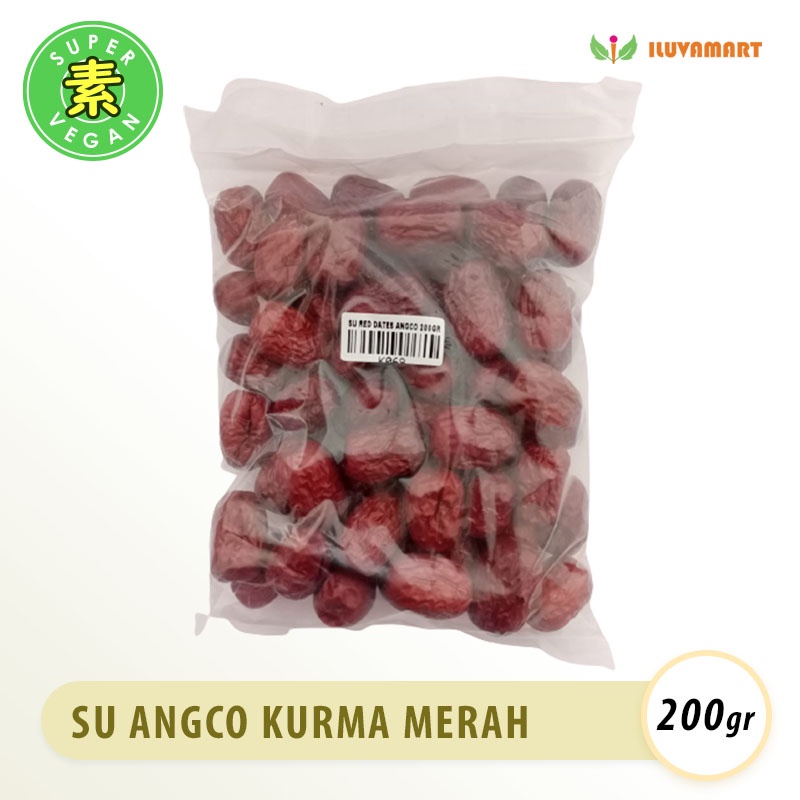 

SU KURMA MERAH 200Gr Red Dates 3-4cm Ang Co Hung Cao Hong Zao Jujube AngCo Natural Food Ketengan