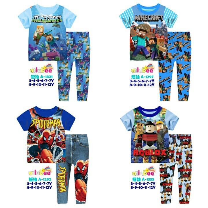 Piyama Anak Laki-laki Minecraft Roblox Spiderman
