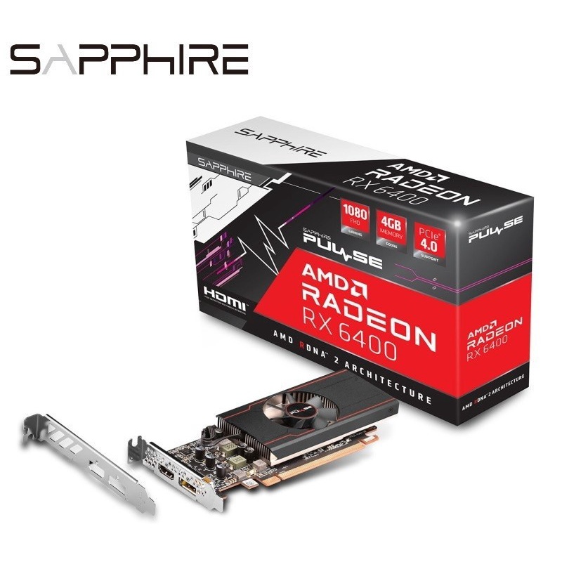 VGA SAPPHIRE PULSE AMD Radeon RX 6400 4GB GDDR6 SINGLE FAN LOW PROFILE
