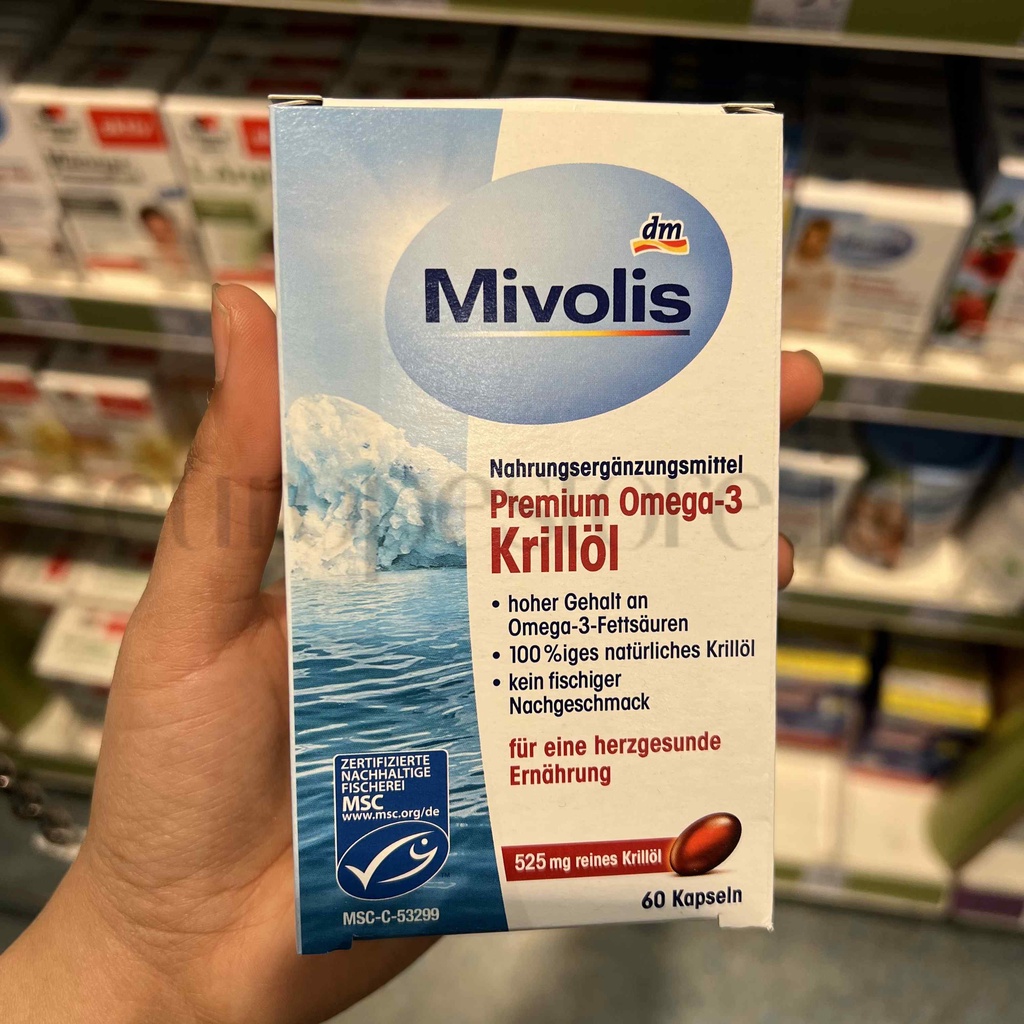 Mivolis Premium Omega-3 Krillöl, Kapseln 60 St., 45 g |  Mivolis Premium Minyak Krill Omega-3, 60 ka