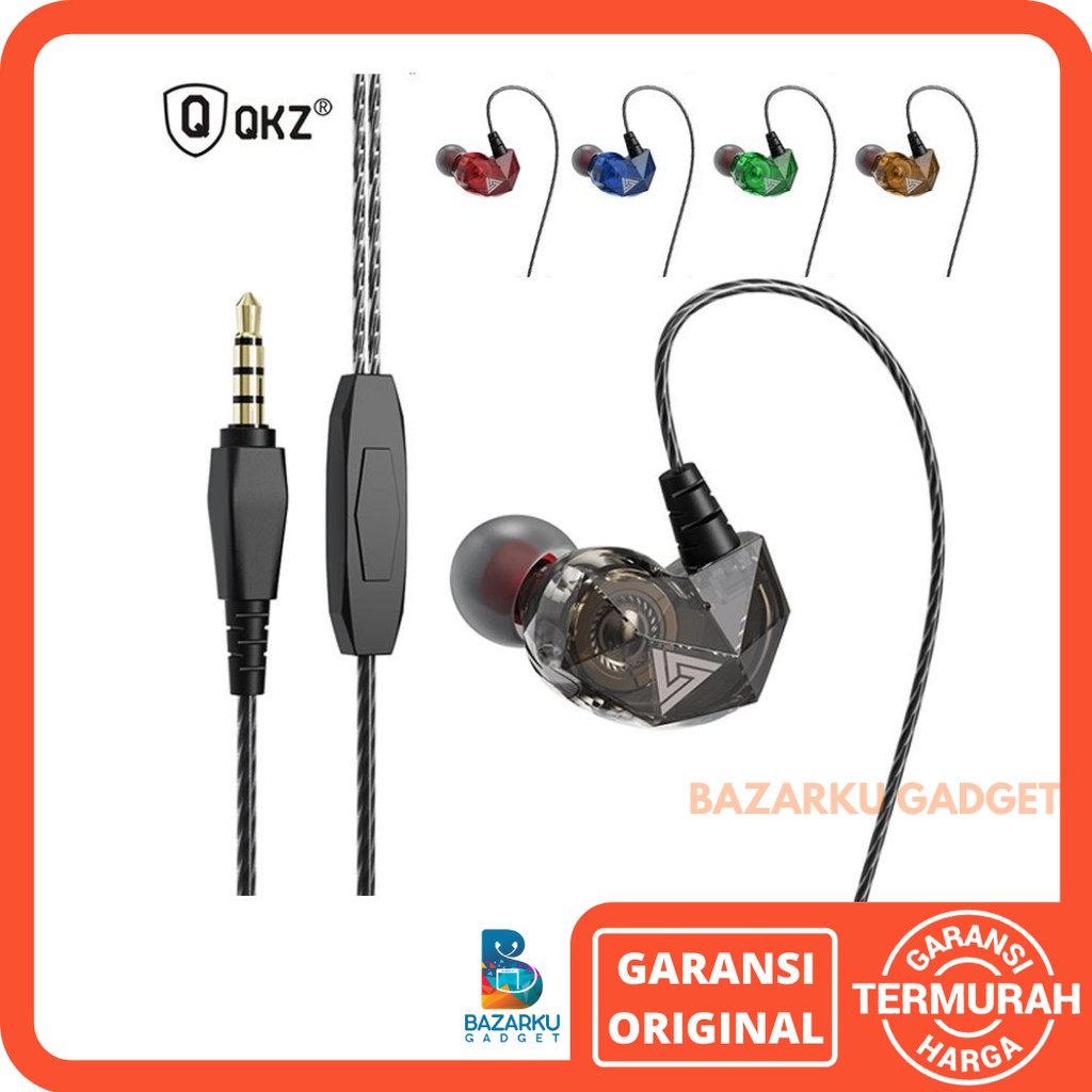 QKZ AK2 Earphone In-Ear Heavy Bass Hi-Res Hitam dengan Mikrofon AUX