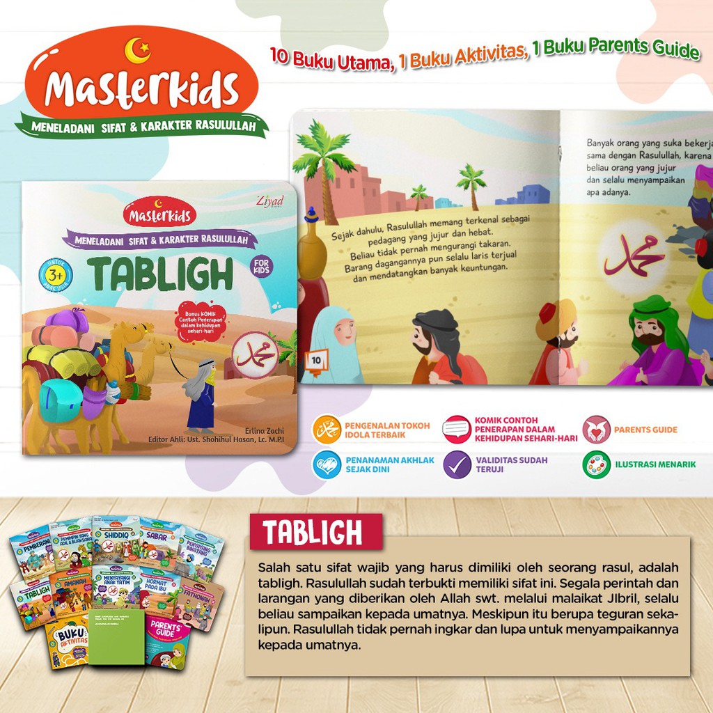 Buku Masterkids : Meneladani Karakter Rasulullah for Kids Edisi Ekslusif | Bonus Lunchset &amp; Goody bag