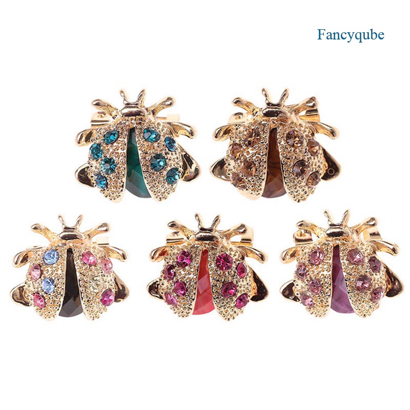 Fancyqube Fancycube Pin Bros Kristal Berlian Imitasi Bentuk Kumbang Kecil Warna-Warni Untuk Wanita