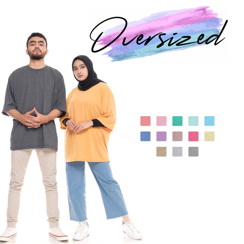 KAOS POLOS OVERSIZE MISTY TWOTONE COTTON LENGAN PENDEK PRIA DAN WANITA UNISEX OVERSIZED XXL