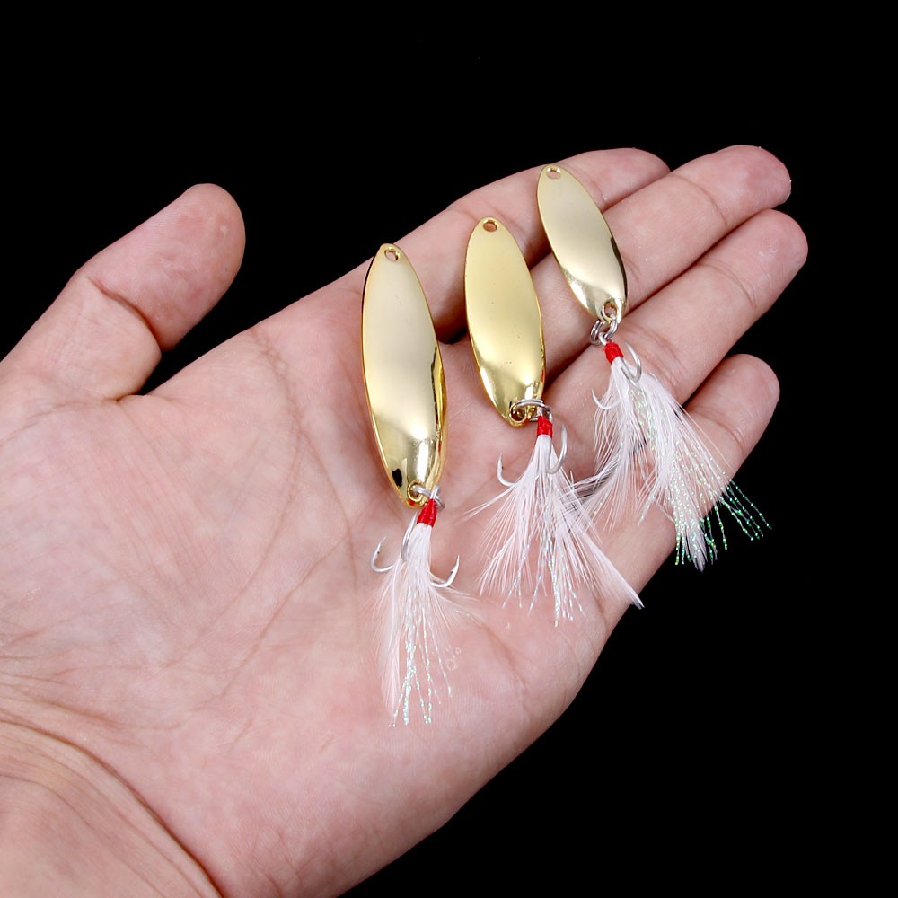 HENGJIA 2pcs 5/7/10G Spoon Spinner Umpan Pancing Swimbait Fishing Lure Ikan Sequin Bait Wobbler Kail