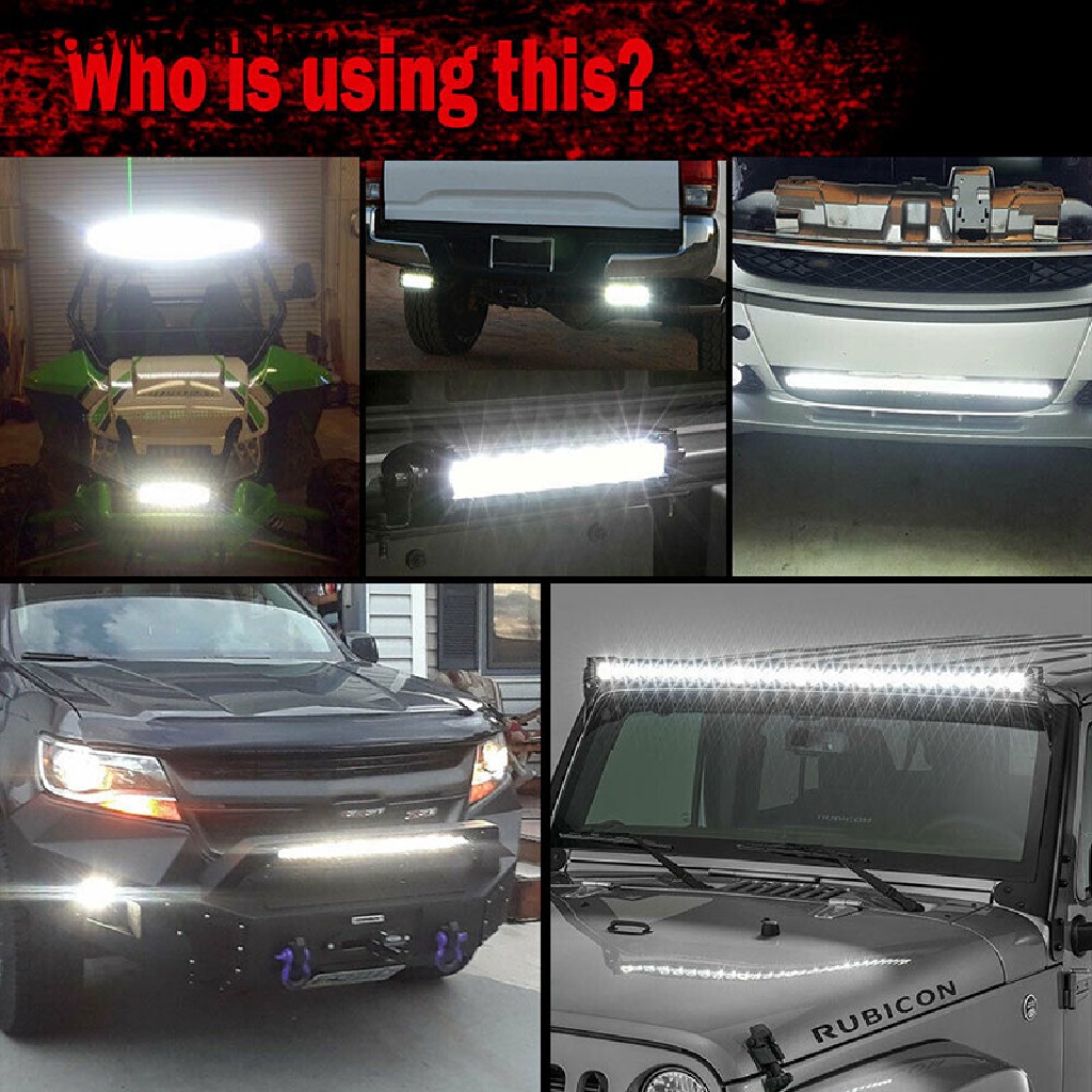 Adawnshbhyu 8inch 480W Lampu Kerja LED Bar Flood Spot Beam Offroad 4WD SUV Driving Fog Lamp