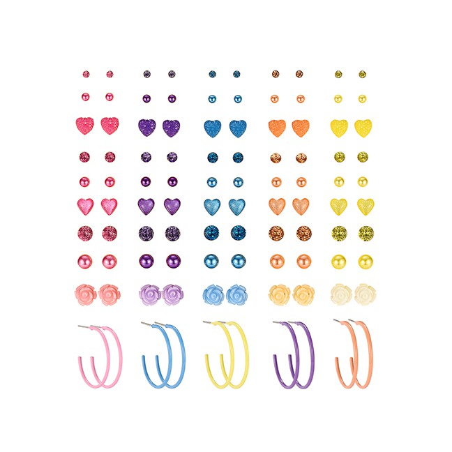 LRC Anting Set Fashion Color Gradient Five Color Heart (10 Pairs) (per 1 Warna) F70856