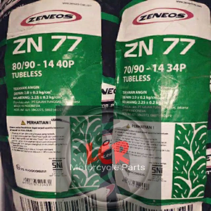 [ASLI 100%] Paket Ban Motor Matic//70/90 + 80/90-14 Ring 14 Tubeless Tubles Zeneos IRC ZN77 Standar 