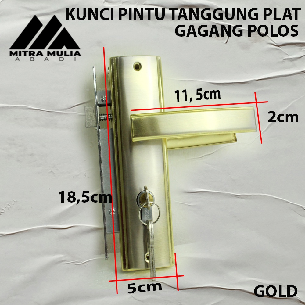 Kunci pintu sedang / Gagang Polos tanggung model kotak Gold