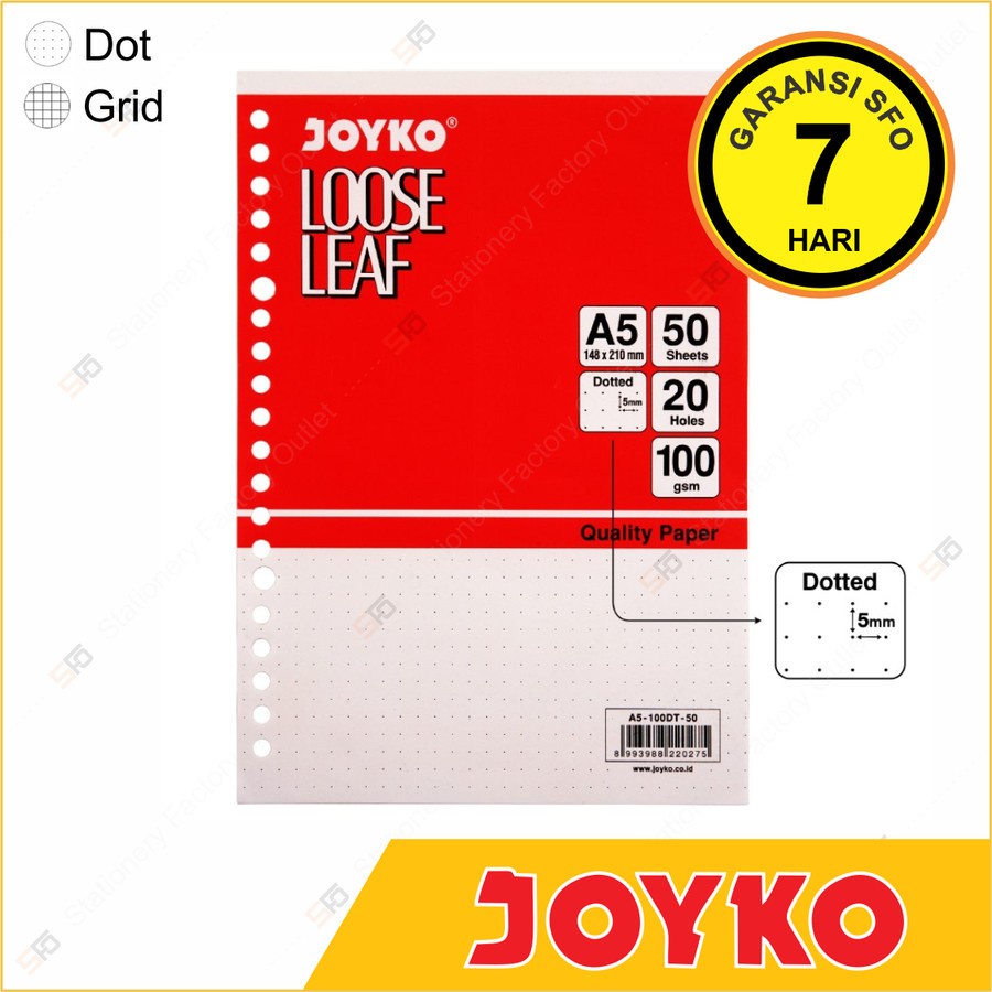 

Loose Leaf A5 Dot Grid Joyko isi 50 - 100 gram - SFO Semarang Official