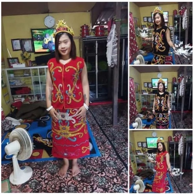 Baju Adat Dayak Wanita Warna Merah