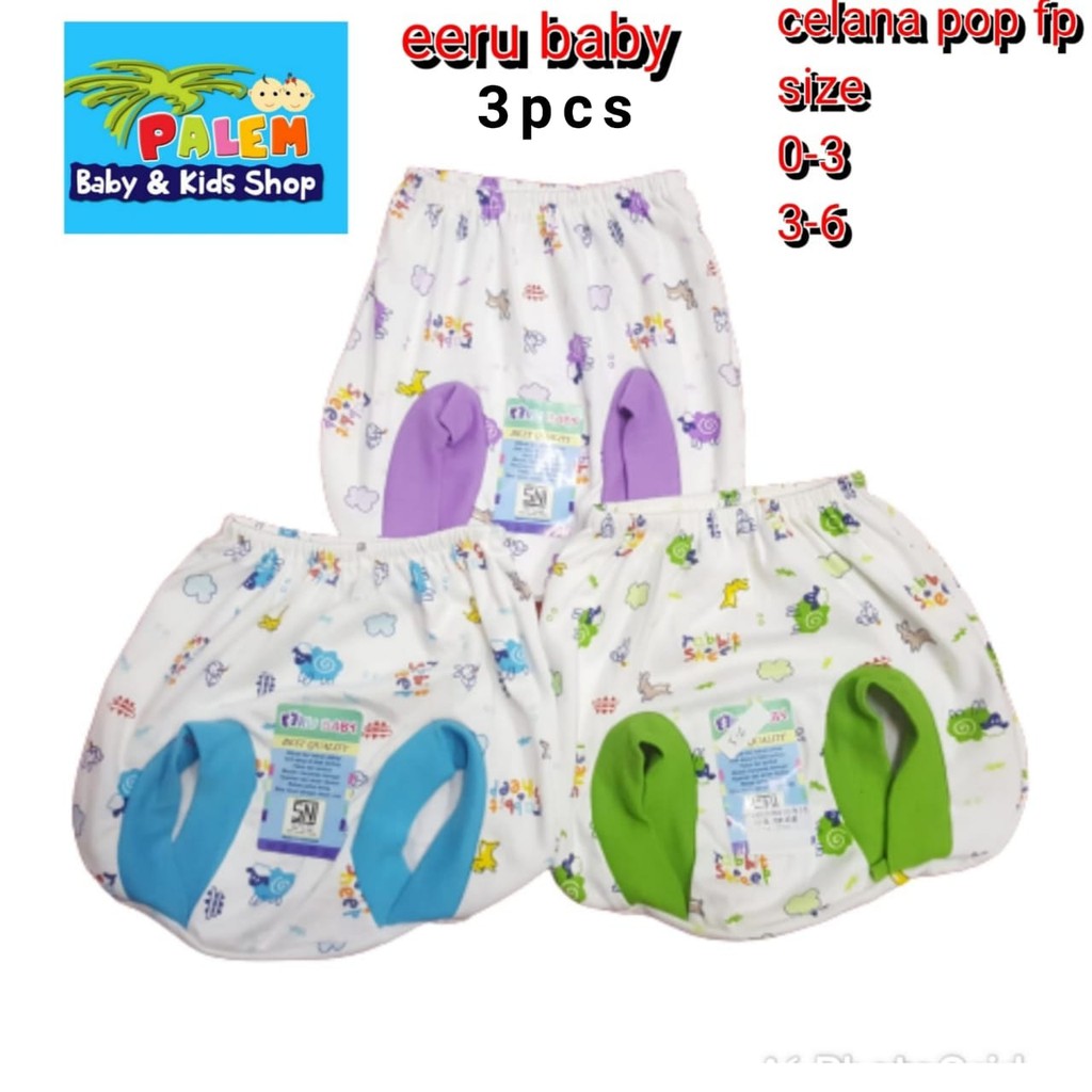 Eeru Baby Celana POP 3in1 PUTIH Untuk Usia 0-3 Bulan dan 3-6 Bulan