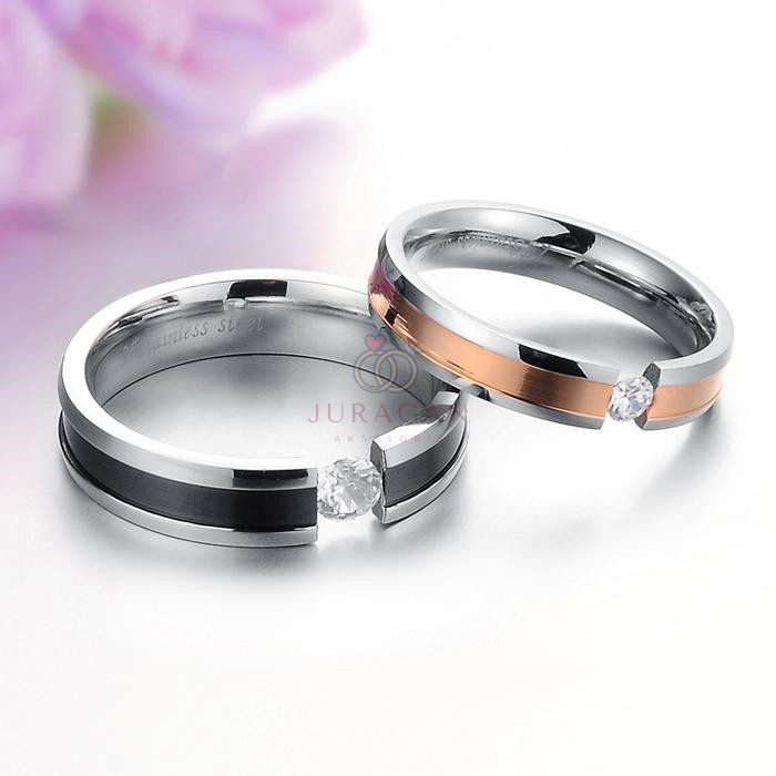 [HIGH QUALITY] Cincin Couple BUCIN R11 Titanium Ukir Nama + Box Cincin Beludru + BONUS Gelang Couple