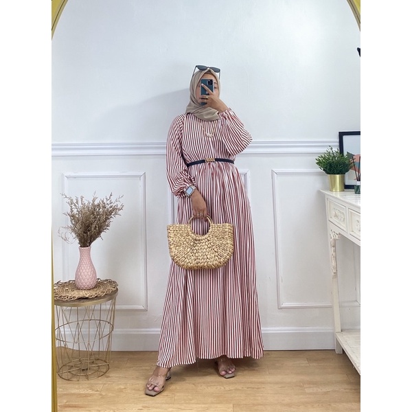 YEZIA DRESS | GAMIS WANITA HOME DRESS RAYON MOTIF STRIPE