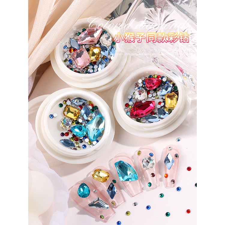 [ COD ] Hiasan Kuku 3D Bentuk Berlian Untuk Manicure Nail/Decoration Crystal Aksesoris Kuku Manik Manik Nail Art