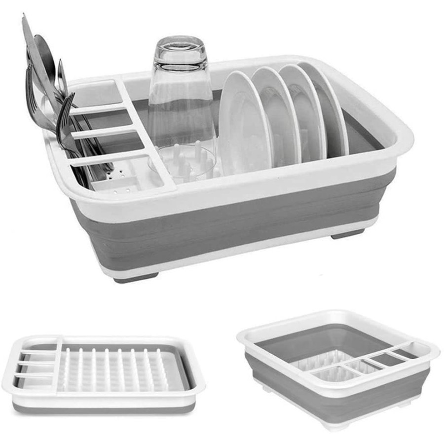 RAK PENGERING PIRING SILIKON PLASTIK LIPAT COLLAPSIBLE DISH RACK