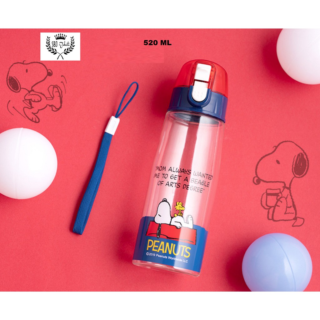 BOTOL MINUM PLASTIK ANAK BPA FREE 520 ML SNOOPY PEANUTS ORIGINAL