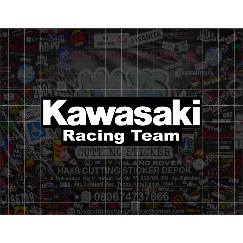 Cutting Sticker Kawasaki Racing Team Ukuran 24 Cm