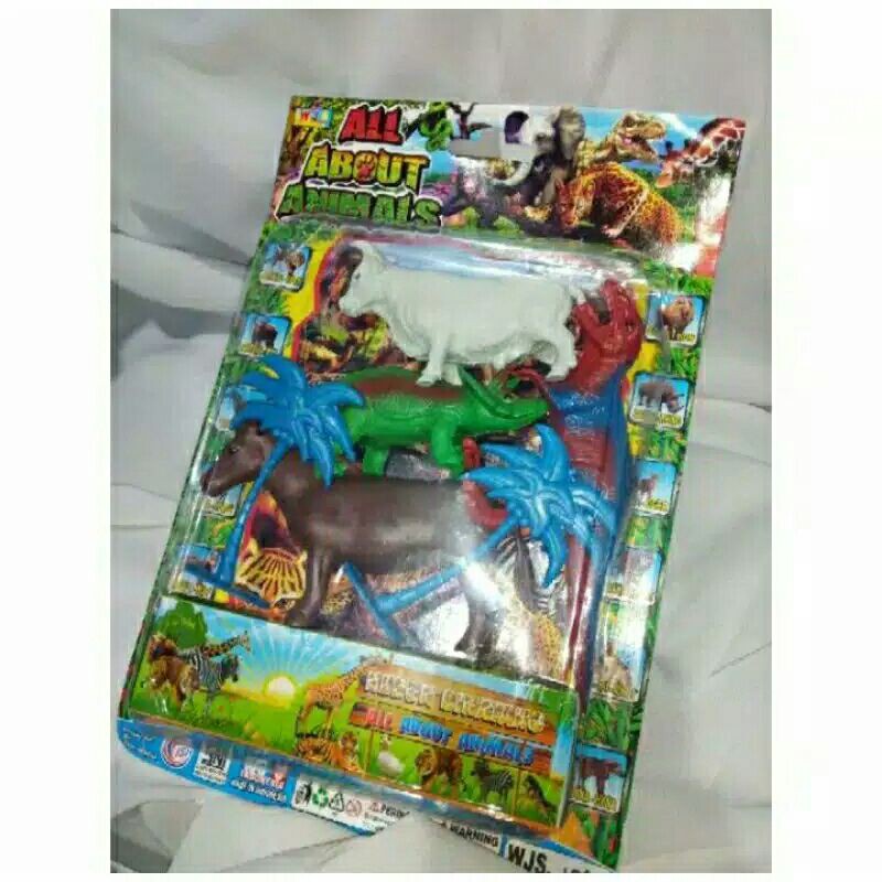 WJS 156 Mainan Anak Kecil hewan Dinosaurus , banteng , dan hewan bercula