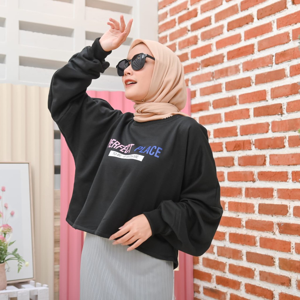 [CYC | COD] Outwear Perfect Place Oversize Sweater Crope Fleece Wanita Trendy Murah