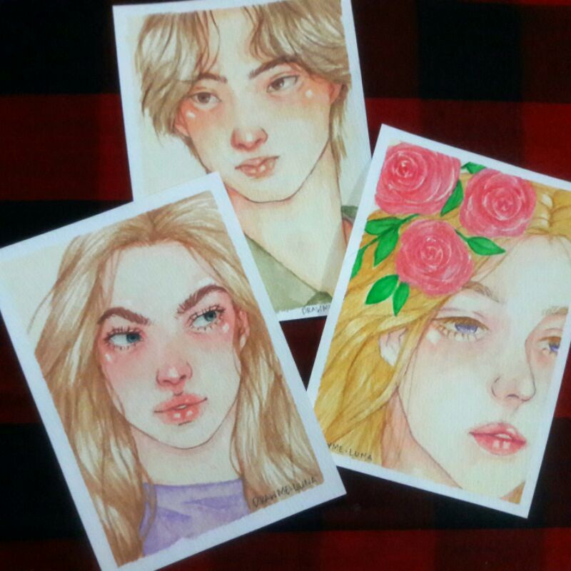 ilustrasi wajah watercolor / profile / kartun / commission