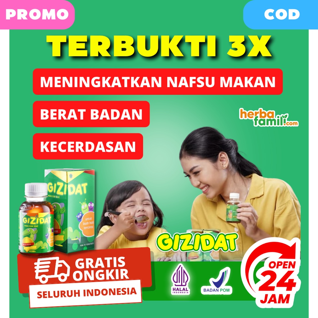 GIZIDAT 100% ORIGINAL | Vitamin Anak/Bayi Nafsu Makan Ori Official Store Asli Penambah Nafsu Makan Anak Secara Alami Tanpa Efek Samping Sangat Efektif Agar Anak Mau Makan GIZIDAT