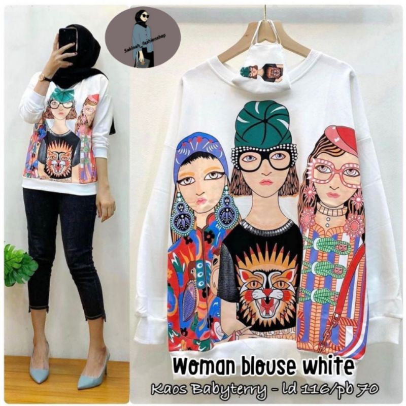 WOMEN BLOUS WHITE / BAJU BLOUS WANITA