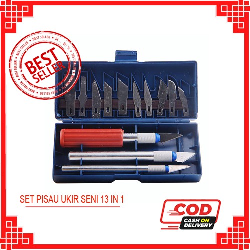 

KNIFEZER Set Pisau Ukir Seni 13 in 1 Crafting Art Knife with 3 Handle - A-003 - Silver
