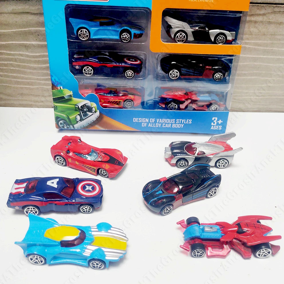 AVENGERS ALLOY CAR 6IN1 DIECAST MOBIL SUPERHERO MINI