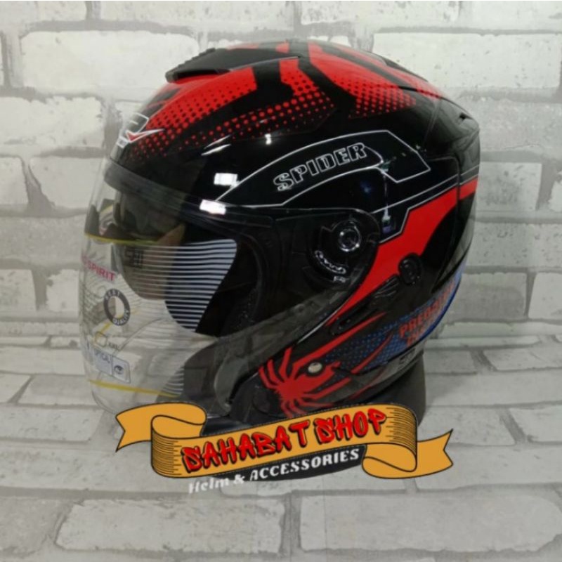 HELM G2 OPTIMAX MOTIF SPIDER PREDATOR | DOUBLE VISOR | HELM SNI