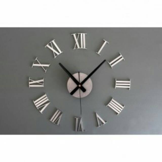 Jam Dinding - DIY Giant Wall Clock 30-60cm Diameter - ELET00662   - Silver