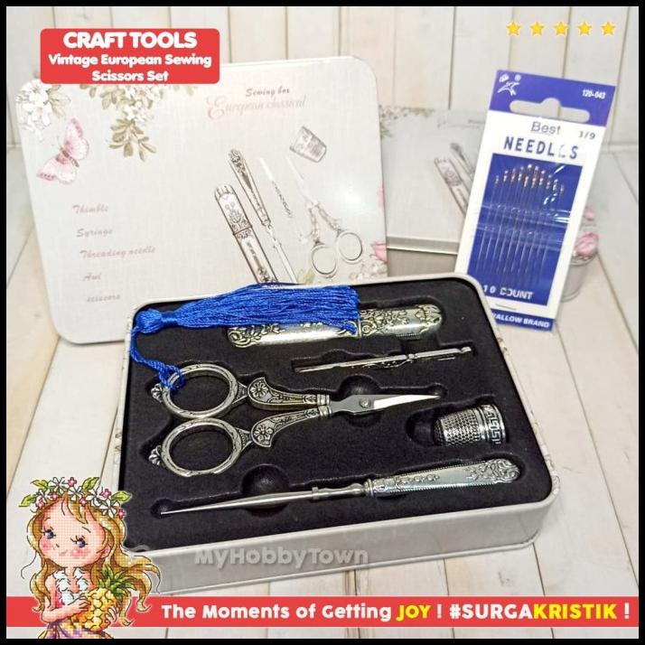 

Coarcella - Set Gunting Craft Fancy Unik Jarum Awl Thimble European Vintage