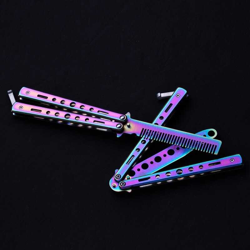 Sisir Rambut Besi Balisong Sisir Barbershop Training Knife CSGO
