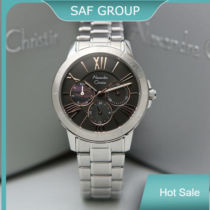 JAM TANGAN WANITA ALEXANDRE CHRISTIE AC 2650 / AC2650 SILVER BLACK ORIGINAL by plp