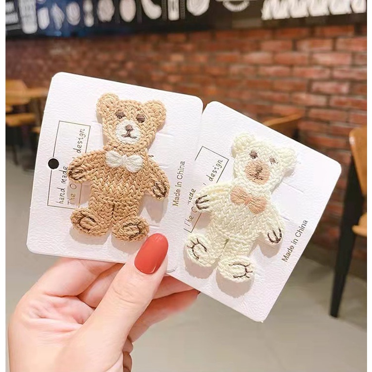 Hairpin Rambut Rajut Cute Beruang Korean Aksesoris Rambut Fashion