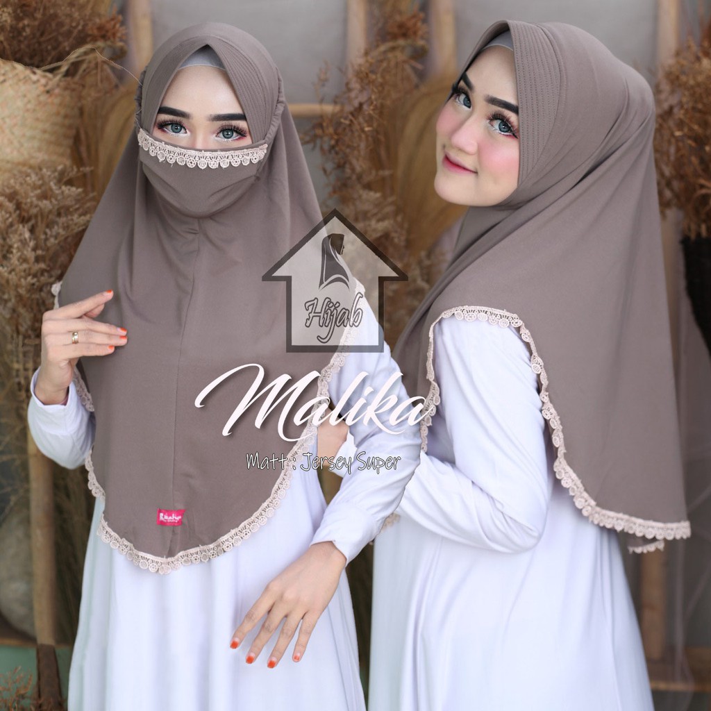 GROSIR Jilbab Instan Terbaru Hijab Masker Jersey Premium  Kerudung Masker Renda Malika RUMAH HIJA'B-3