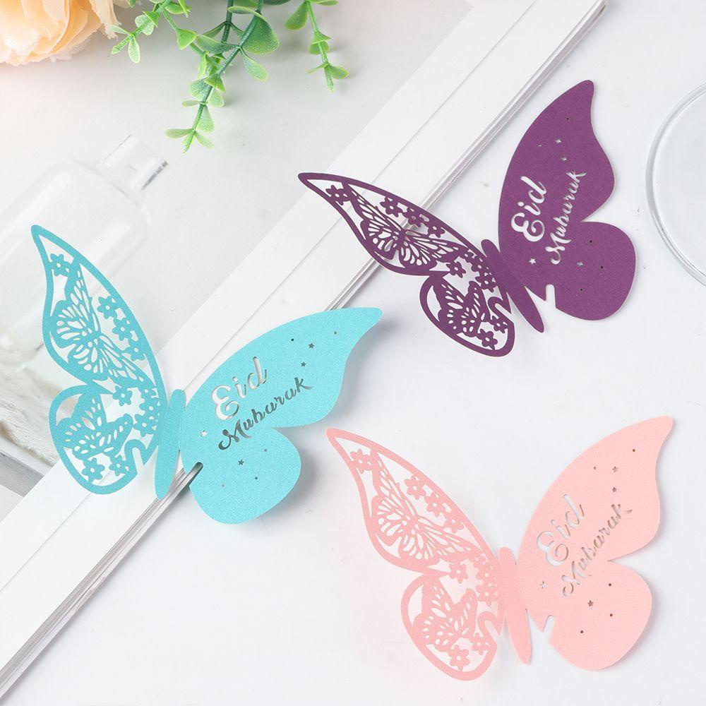 R-flower 25pcs Butterfly Cup Card Dekorasi Rumah Ramadhan Kareem Hollow Butterfly Stiker Dinding