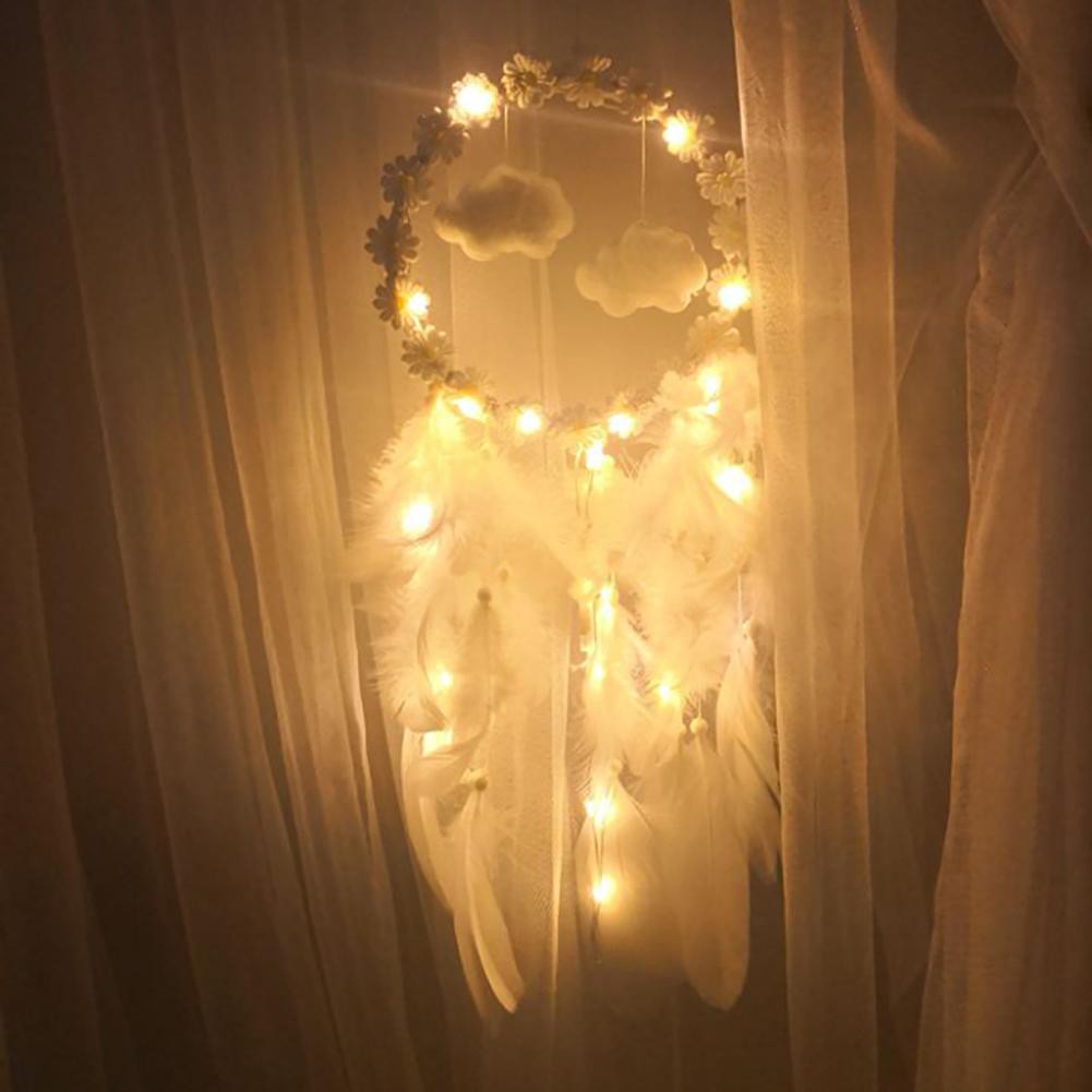 Sundengyuey Dream Catcher Wall Decor Flowers Clouds Feathers Dream