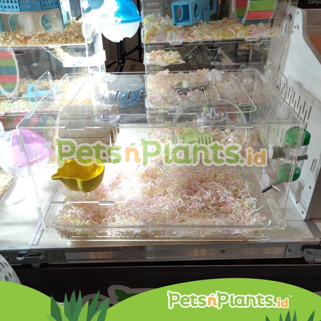 PnP Kandang Hamster Crystal Clear 47x30x30 CM 1,5 Tingkat Tray Import