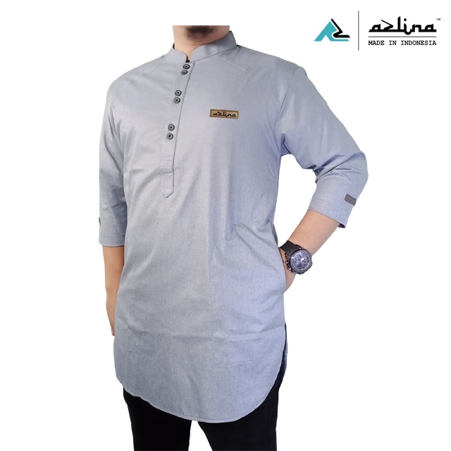 Terbaru Koko Dewasa Kurta Pakistan Pria Original Azlina Bahan Katun Madinah Busana Muslim Terlaris COD Model Kekinian Lengan Tiga Perempat