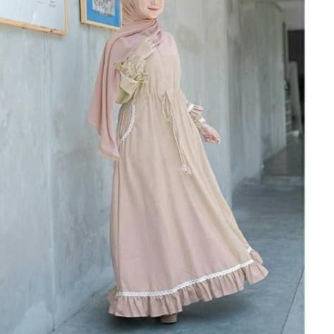 ♕ Dress Gamis syar'i Remaja pesta Murah polos renda putih MJ3 terbaru premium ✧