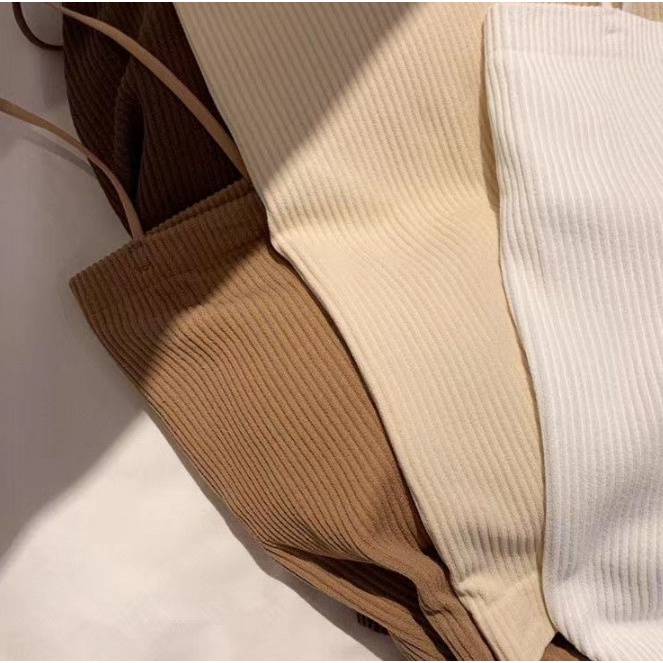 Tanktop 19 tank top atasan crop kemben strapless bra pakaian wanita rib knit dengan cup multiway-7