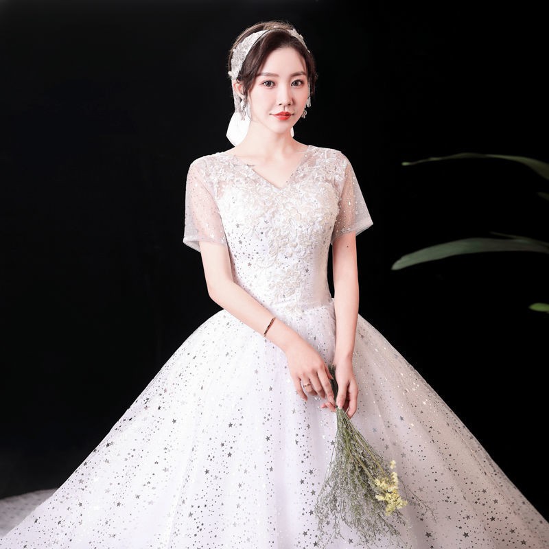 150 Bling Bling Long Tail Women Bridal Wedding Party Gown Dress